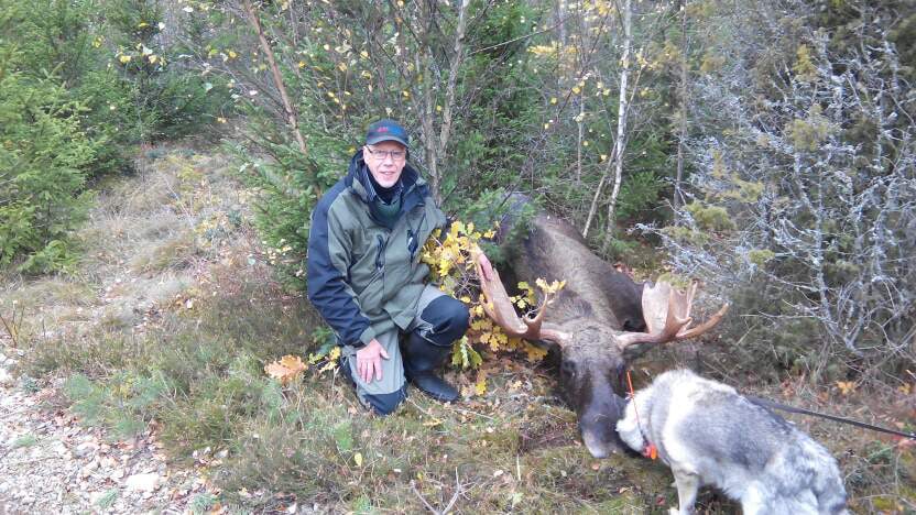 Arne Axelsson med den magnifika tjuren han fick skjuta i Kexås som ligger mellan Rydaholm och Moheda, i Kronobergs län. Foto: Privat