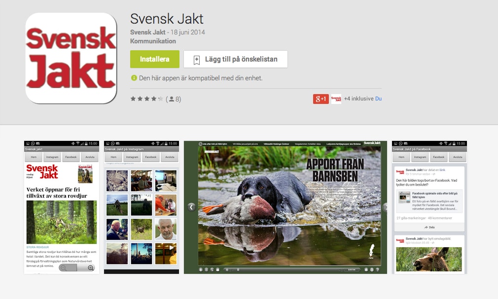 Svensk Jakt finns nu som app för Android.
