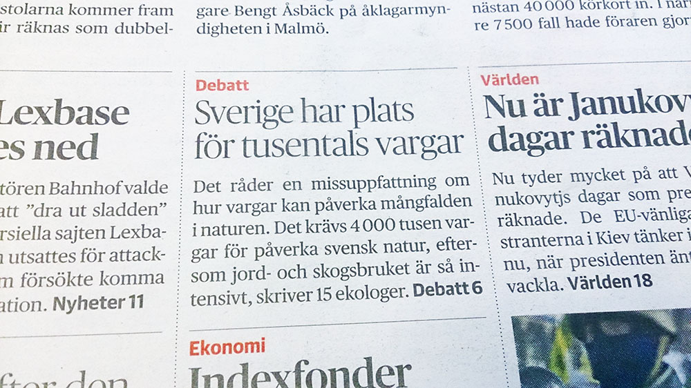 Rubriken artikelförfattaren syftar på. Faksimil från Dagens Nyheter.