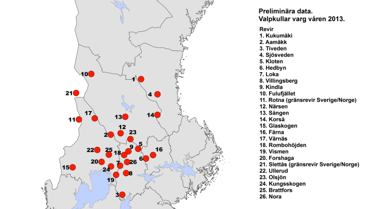 Karta: Viltskadecenter
