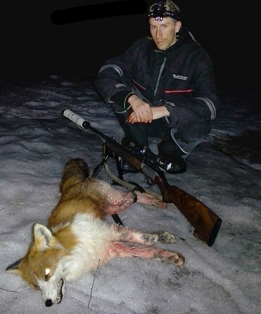 Andreas Vennberg lyckades fälla en räv med ovanliga färger. Foto: Privat