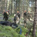 När jägarna gör jobbet åt storskogsbruket borde det föranleda en klapp på axeln istället för hot om uppsägning av jaktarrenden, skriver debattörerna. (Jägarna på bilden har ingen direkt koppling till artikeln) Foto: Jan Henricson