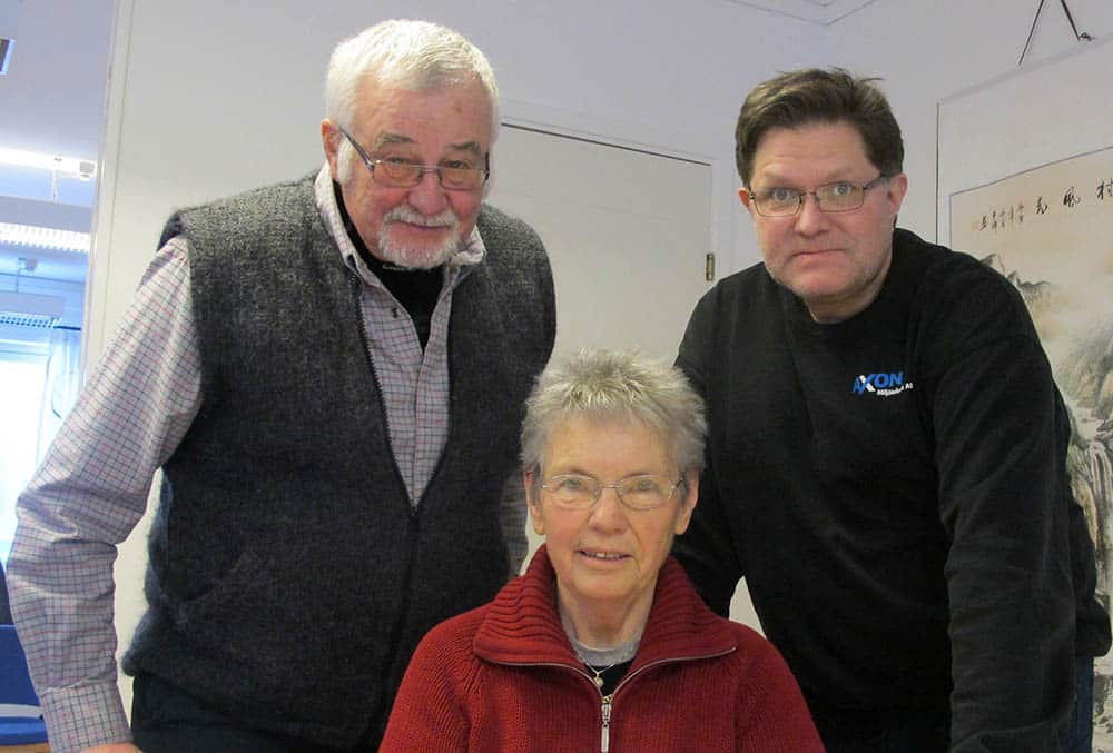 De tre grundarna av Korthårsgruppen, till vänster Ingvar Sahlberg, till höger Per Axelsson och i mitten Maud Andersson. Foto: Ulf Granström